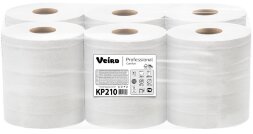 KP210 Бумажные полотенца в рулонах с центральной вытяжкой Veiro Professional Comfort, 6 рул. х 200 м, однослойные, белые, 31 г/м²
