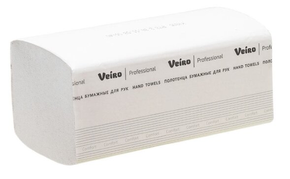 KV205 Бумажные полотенца в пачках Veiro Professional Comfort, 20 пач. х 200 л, 21 × 21.6 см, двухслойные, белые, 40 г/м²