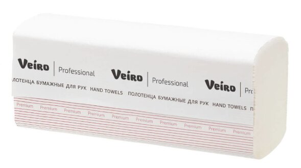 KV306 Бумажные полотенца в пачках Veiro Professional Premium, 20 пач. х 200 л, 21 × 21.6 см, двухслойные, белые, 40 г/м²
