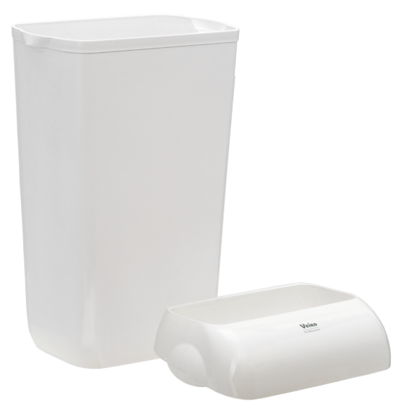Корзина для мусора Veiro Professional MaxBIN, 2 ведра х 43 л, пластиковая белая, с крышкой