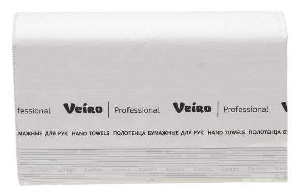KW208 Бумажные полотенца в пачках Veiro Professional Comfort, 21 пач. х 150 л, 32 × 21.6 см​, двухслойные, белые, 40 г/м²