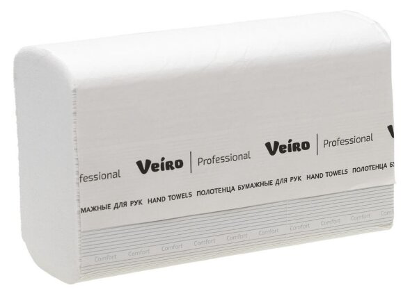 KW208 Бумажные полотенца в пачках Veiro Professional Comfort, 21 пач. х 150 л, 32 × 21.6 см​, двухслойные, белые, 40 г/м²