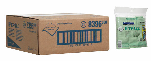 8396 Микрофибра в пачках WypAll Microfibre Cloth зелёный (4 пачки по 6 листов)