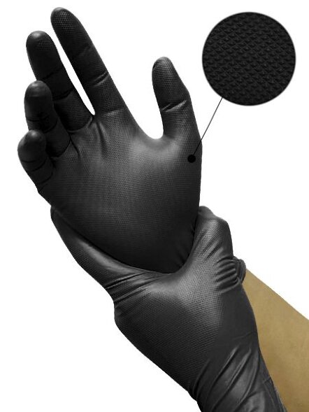 Archdale перчатки нитриловые IRONGRIP B149 черные, защитные, с ромбом, 50 пар