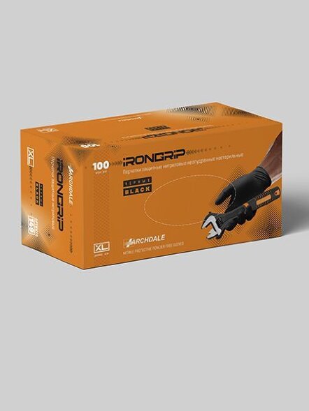 Archdale перчатки нитриловые IRONGRIP B148 оранжевые, защитные, с ромбом, 50 пар