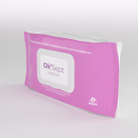 DWS0106 Средство дезинфицирующее &amp;quot;Ок&amp;#039;Септ салфетки&amp;quot; (Ok&amp;#039;Sept tissues wipe) 120 штук (Размер 125х175 мм) мягкая упаковка