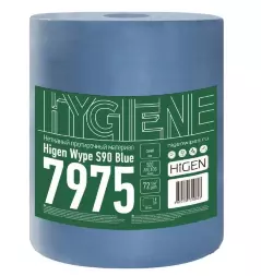 7975 (S90) Нетканый протирочный материал в рулонах HIGEN, синий, 72 гр/м2, 500 листов