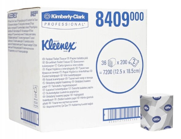 8409 Туалетная бумага Kleenex Ultra, 36 пач. х 200 л, 18.6 × 12.5 см, двухслойная, белая, 34 г/м²