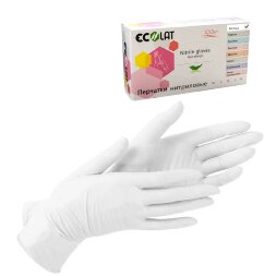 Ecolat перчатки нитриловые СH3232, белые, медицинские, нестерильные, РУ