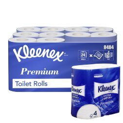 8484 Туалетная бумага Kleenex Premium Extra Comfort, 24 рул. х 19.2 м, 12 × 9.8 см, двухслойная, белая, 70 г/м²