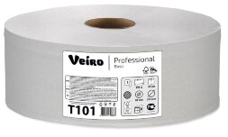 T101 Туалетная бумага в больших рулонах Veiro Professional Basic, 6 рул. х 450 м, однослойная, цвет натуральный, 25 г/м²