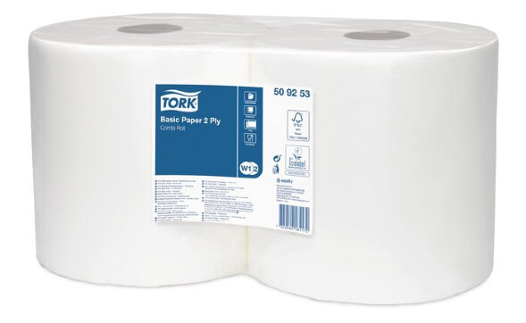 509253 Базовая протирочная бумага Tork, 2-слойная, 2 рулона х 264 м