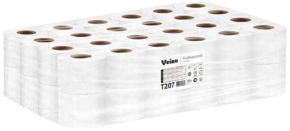 T207 Туалетная бумага в стандартных рулонах Veiro Professional Comfort, 48 рул. х 25 м,  двухслойная, белая, 34 г/м²