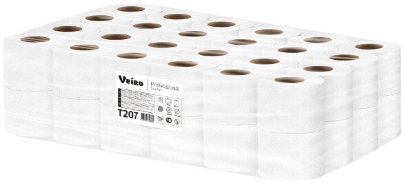 T207 Туалетная бумага в стандартных рулонах Veiro Professional Comfort, 48 рул. х 25 м,  двухслойная, белая, 34 г/м²