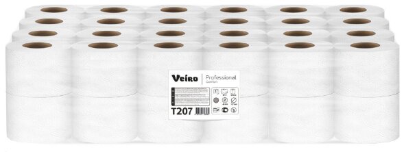 T207 Туалетная бумага в стандартных рулонах Veiro Professional Comfort, 48 рул. х 25 м,  двухслойная, белая, 34 г/м²