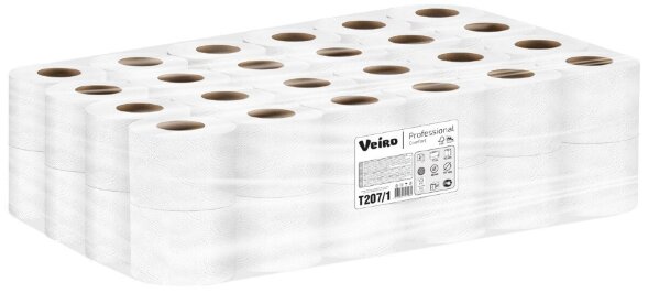 T207/1 Туалетная бумага в стандартных рулонах Veiro Professional Comfort, 48 рул. х 15 м, двухслойная, белая, 34 г/м²