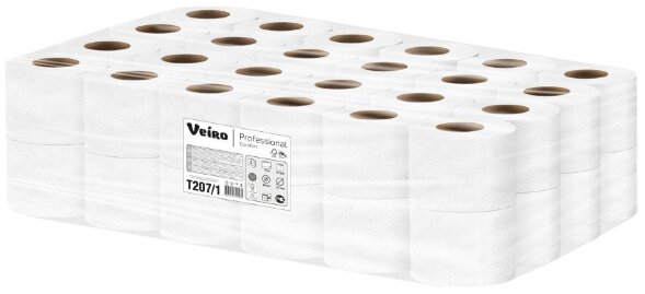 T207/1 Туалетная бумага в стандартных рулонах Veiro Professional Comfort, 48 рул. х 15 м, двухслойная, белая, 34 г/м²