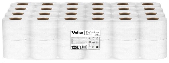 T207/1 Туалетная бумага в стандартных рулонах Veiro Professional Comfort, 48 рул. х 15 м, двухслойная, белая, 34 г/м²