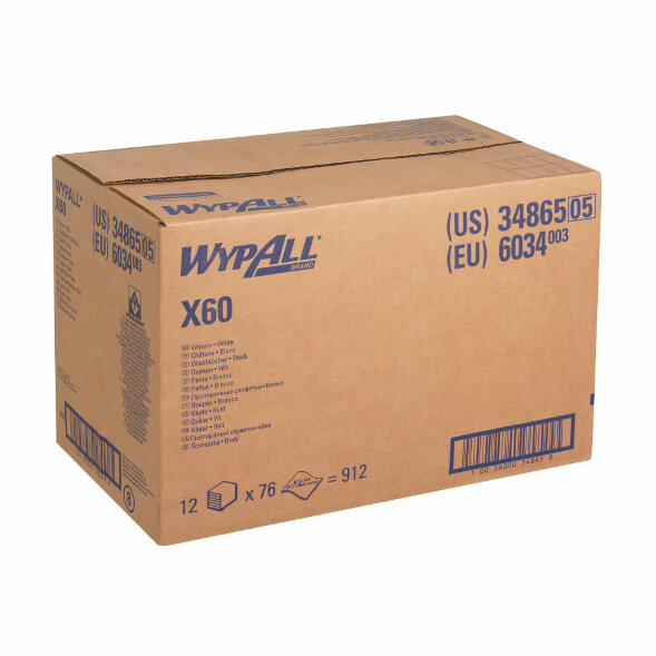 6034 Протирочный материал в пачках WypAll X60 белый (12 пачек по 76 листов)