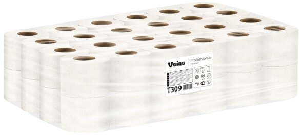T309 Туалетная бумага в стандартных рулонах Veiro Professional Premium, 48 рул. х 20 м, трёхслойная, белая,  49.5 г/м²
