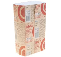 5080197 Бумажные полотенца FOCUS PREMIUM Z-сложение, 12 пач. х 125 л, 24 × 21.5 см, трехслойные, белые