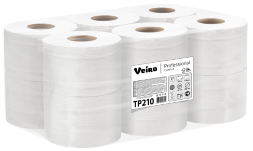 TP210 Туалетная бумага в больших рулонах с центральной вытяжкой Veiro Professional Comfort, 6 рул. х 125 м, двухслойная, белая, 34 г/м²