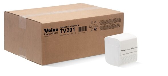 TV201 Туалетная бумага в пачках Veiro Professional Comfort, 30 пач. х 250 л, 21 × 10.8 см, двухслойная, белая,  34 г/м²