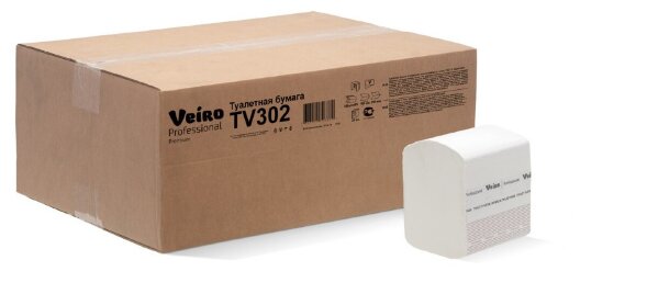 TV302 Туалетная бумага в пачках Veiro Professional Premium, 30 пач. х 250 л, 21 × 10.8 см, двухслойная, белая, 33 г/м²