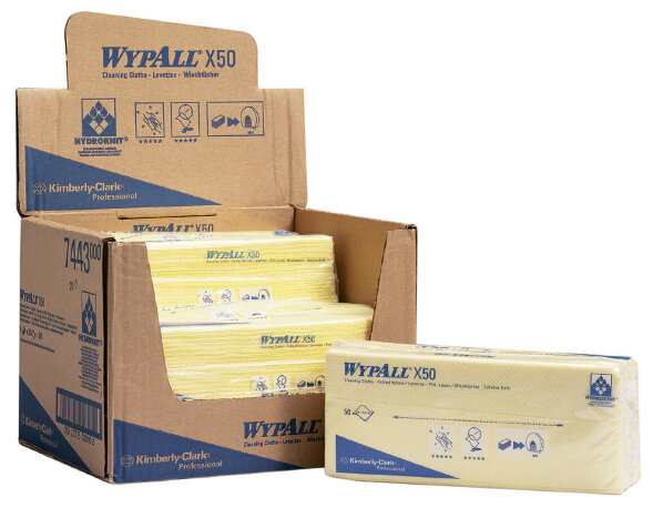 7443 Протирочный материал в пачках WypAll X50 жёлтый (6 пачек по 50 листов)