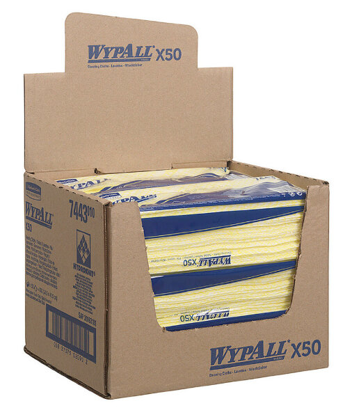 7443 Протирочный материал в пачках WypAll X50 жёлтый (6 пачек по 50 листов)