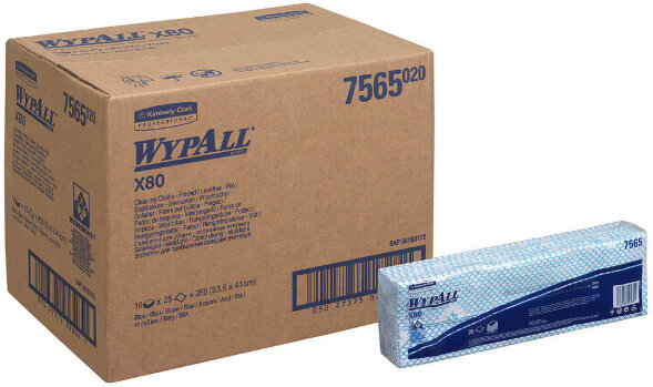 7565 Протирочный материал в пачках WypAll X80 синий (10 пачек по 25 листов)