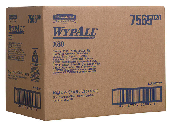 7565 Протирочный материал в пачках WypAll X80 синий (10 пачек по 25 листов)
