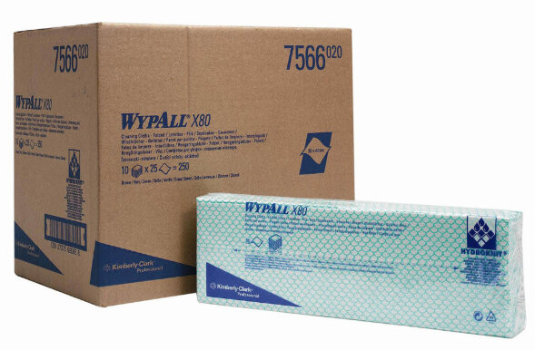 7566 Протирочный материал в пачках WypAll X80 зелёный (10 пачек по 25 листов)