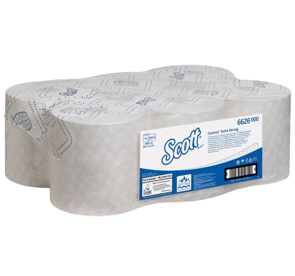 6626 Бумажные полотенца Scott Control Extra Strong, 6 рул. x 300 м, однослойные, белые, 30 г/м²