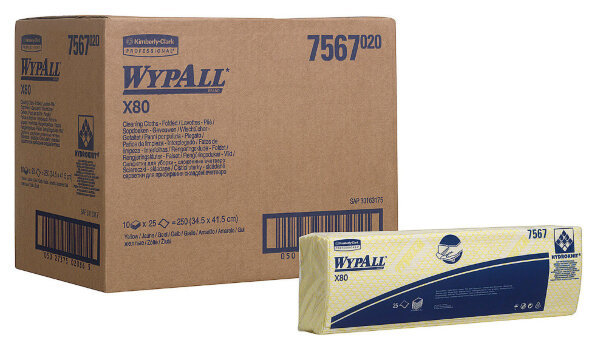 7567 Протирочный материал в пачках WypAll X80 жёлтый (10 пачек по 25 листов)