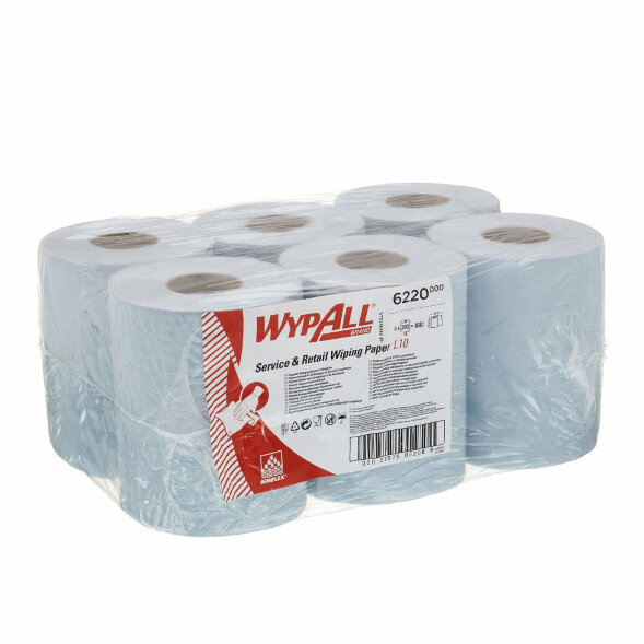 6220 Протирочный материал в рулонах с центральной подачей WypAll L10 однослойный голубой (6 рулонов по 106 метров)