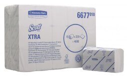 6677 Бумажные полотенца Scott Xtra, 15 пач. х 320 л, 21 × 20 см, однослойные, белые, 26.5 г/м²