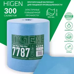 7787 (PW80) Нетканый протирочный материал в рулонах HIGEN, синий, 80 гр/м2, 300 листов 