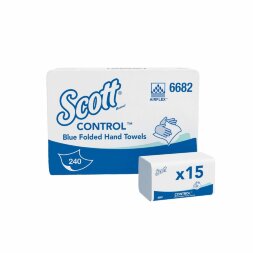 6682 Бумажные полотенца Scott Control, 15 пач. х 240 л, 31.8 × 20 см, однослойные, голубые