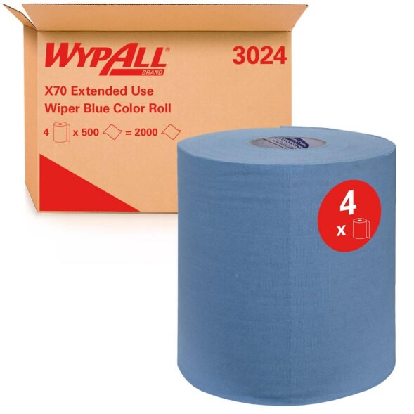 3024 Протирочный материал в рулонах WypAll® X70 синий, 20 х 24,7 (4 рул х 500 л)