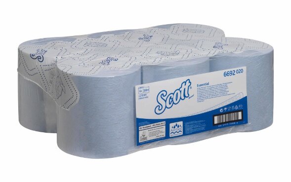 6692 Бумажные полотенца Scott Essential, 6 рул. x 350 м, однослойные, голубые, 25 г/м²