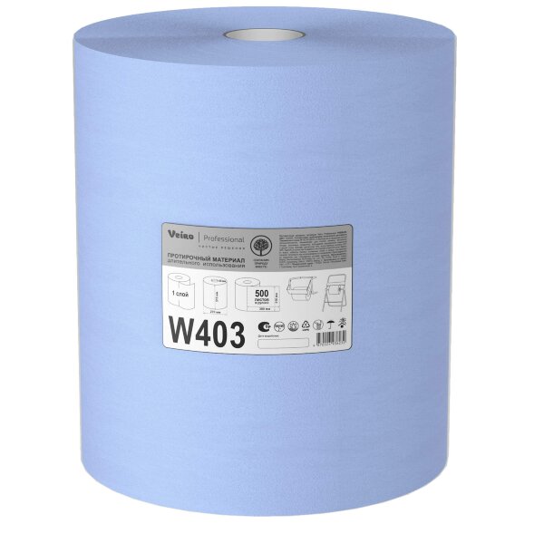 W403 Протирочный материал в рулонах Veiro Premium голубой, 38 × 31,5 (1 рул х 500 л)