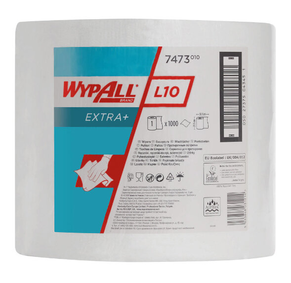 7473 Протирочный материал в рулонах WypAll L10 Extra+ однослойный белый (1 рулон 380 метров)