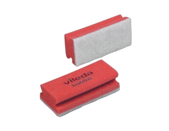 102563 Губка минимальной жесткости, белый абразив Vileda Professional, красная, 15 х7 см