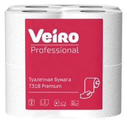 T318 Туалетная бумага Veiro Professional Premium в стандартных рулонах, 48 рул. х 15 м, двухслойная, белая, 33 г/м²