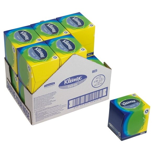 8825 Салфетки косметические для лица Kleenex в кубе, 12 кор. х 56 л, 20 × 20.6 см, трехслойные, белые