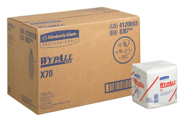 8387 Протирочный материал в пачках WypAll X70 белый (12 пачек по 76 листов)