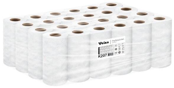 K207/1 Бумажные полотенца в малых рулонах Veiro Professional Comfort, 24 рул. х 12.5 м, двухслойные белые