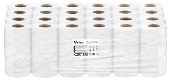 K207/1 Бумажные полотенца в малых рулонах Veiro Professional Comfort, 24 рул. х 12.5 м, двухслойные белые