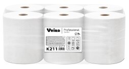 K211 Бумажные полотенца в рулонах Veiro Professional Comfort, 6 рул. х 150 м, однослойные, белые, 32 г/м²